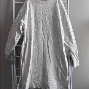 Gray Long Sleeve Sweatshirt Dress with pockets